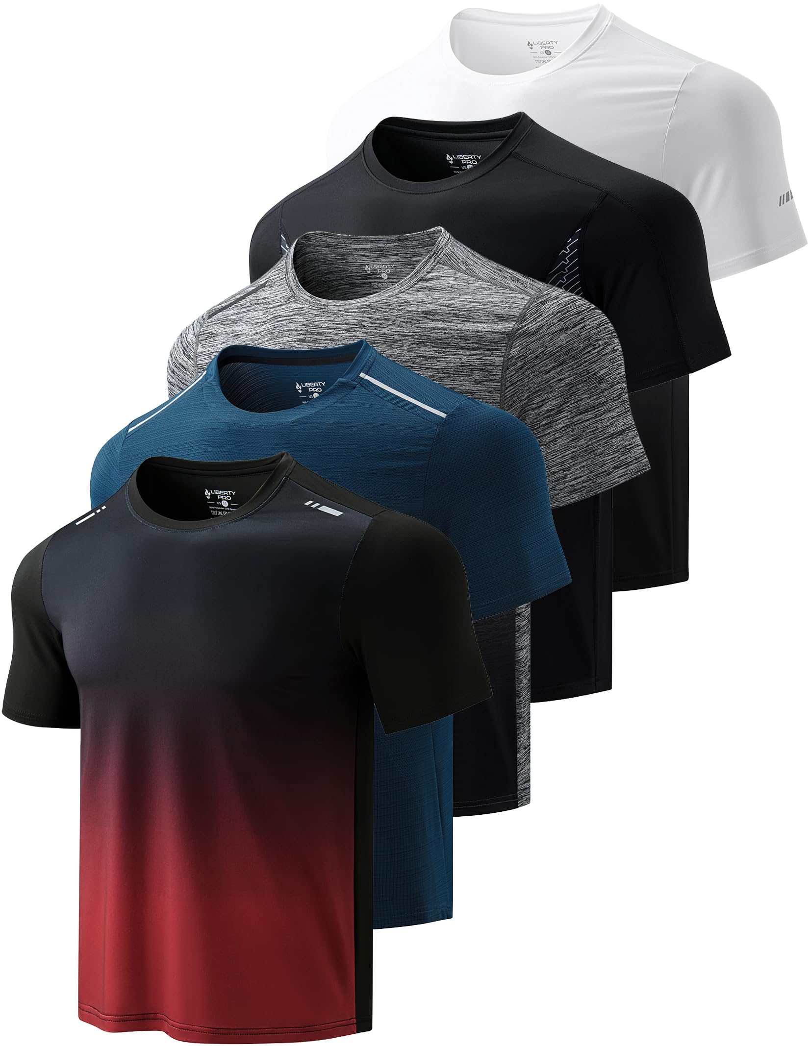 Men's Quick-Dry Crewneck Performance T-Shirts 5-Pack