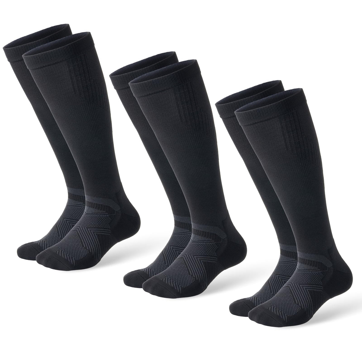 Unisex 15-20 mmHg Compression Support Socks 3-Pack