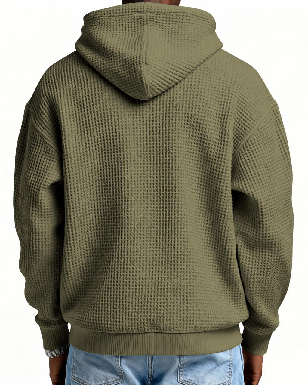 Men's Waffle-Knit Quarter-Zip Performance Hoodie with Pockets