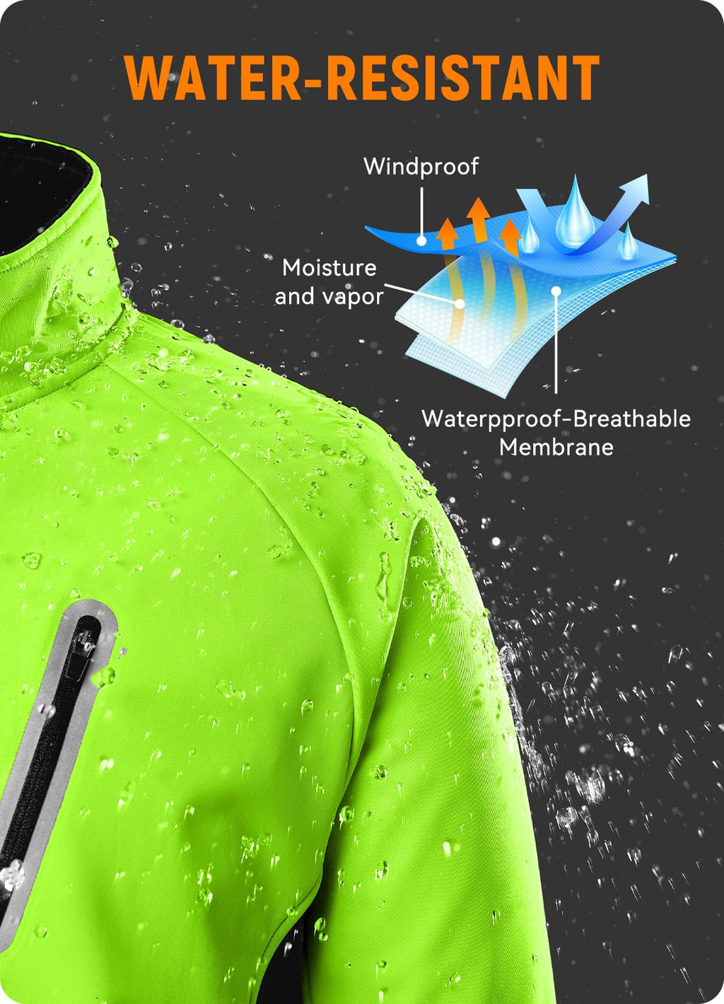 Men's Water-Resistant Winter Running and Cycling Jacket