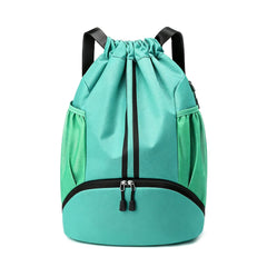 Drawstring Gym Backpack with Separate Shoe Compartment