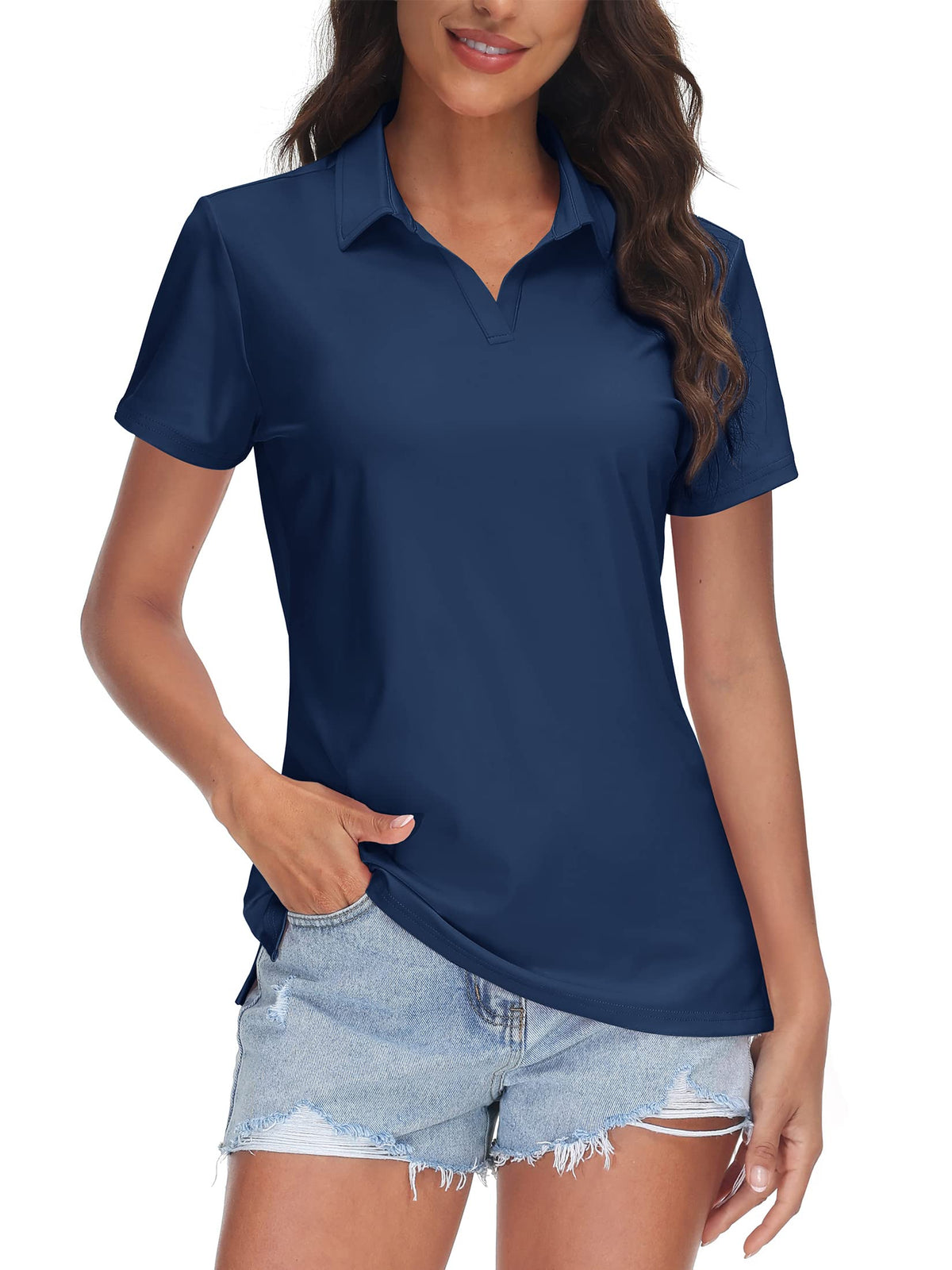 Women's UPF 50+ Quick-Dry Performance V-Neck Polo Shirt