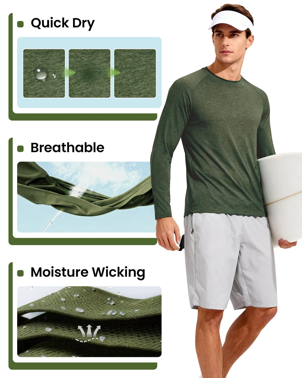 Men's Quick-Dry Moisture-Wicking Long-Sleeve Shirts 4-Pack