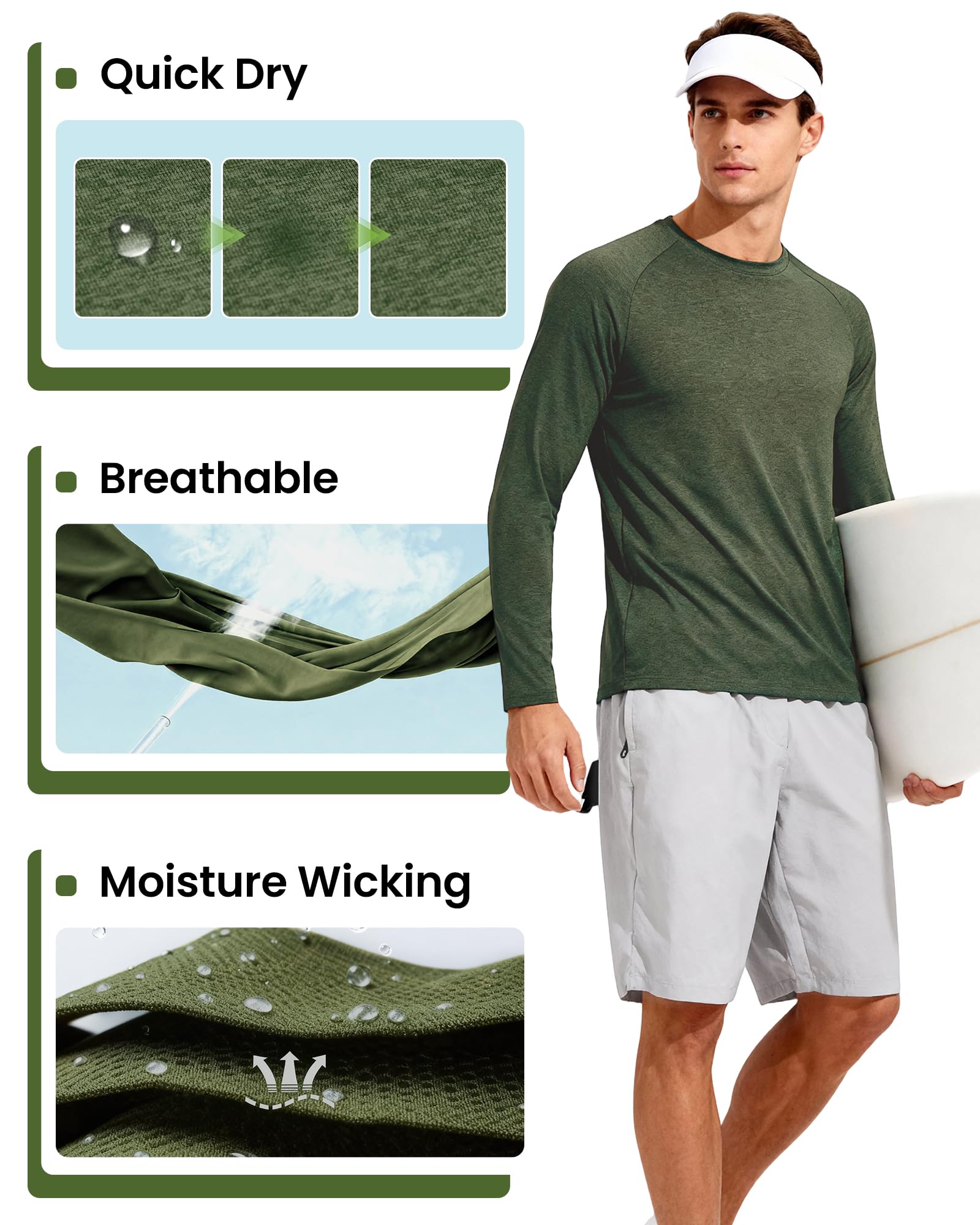 Men's Quick-Dry Moisture-Wicking Long-Sleeve Shirts 4-Pack