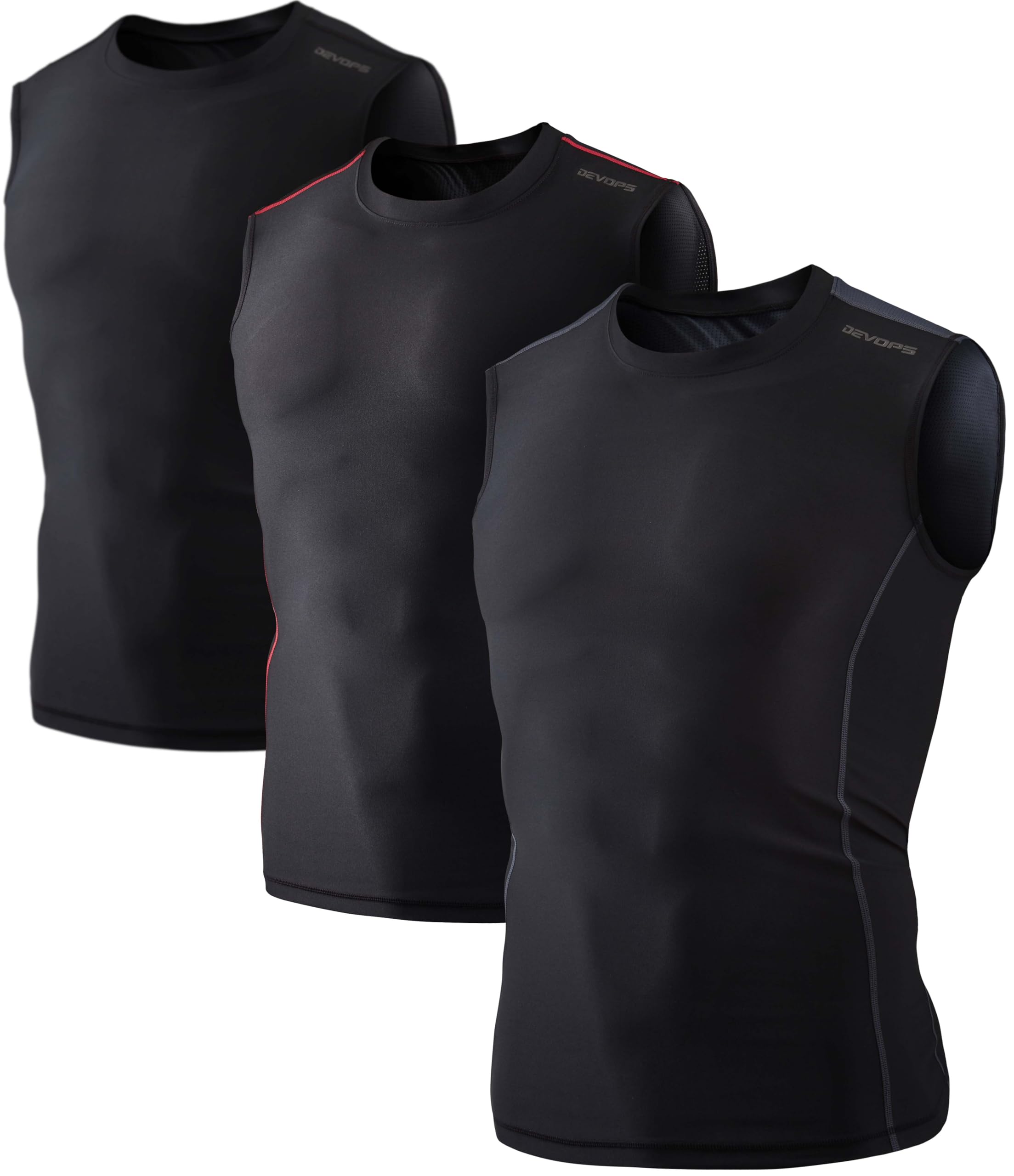 Men's Sleeveless Compression Performance Base Layer 3-Pack