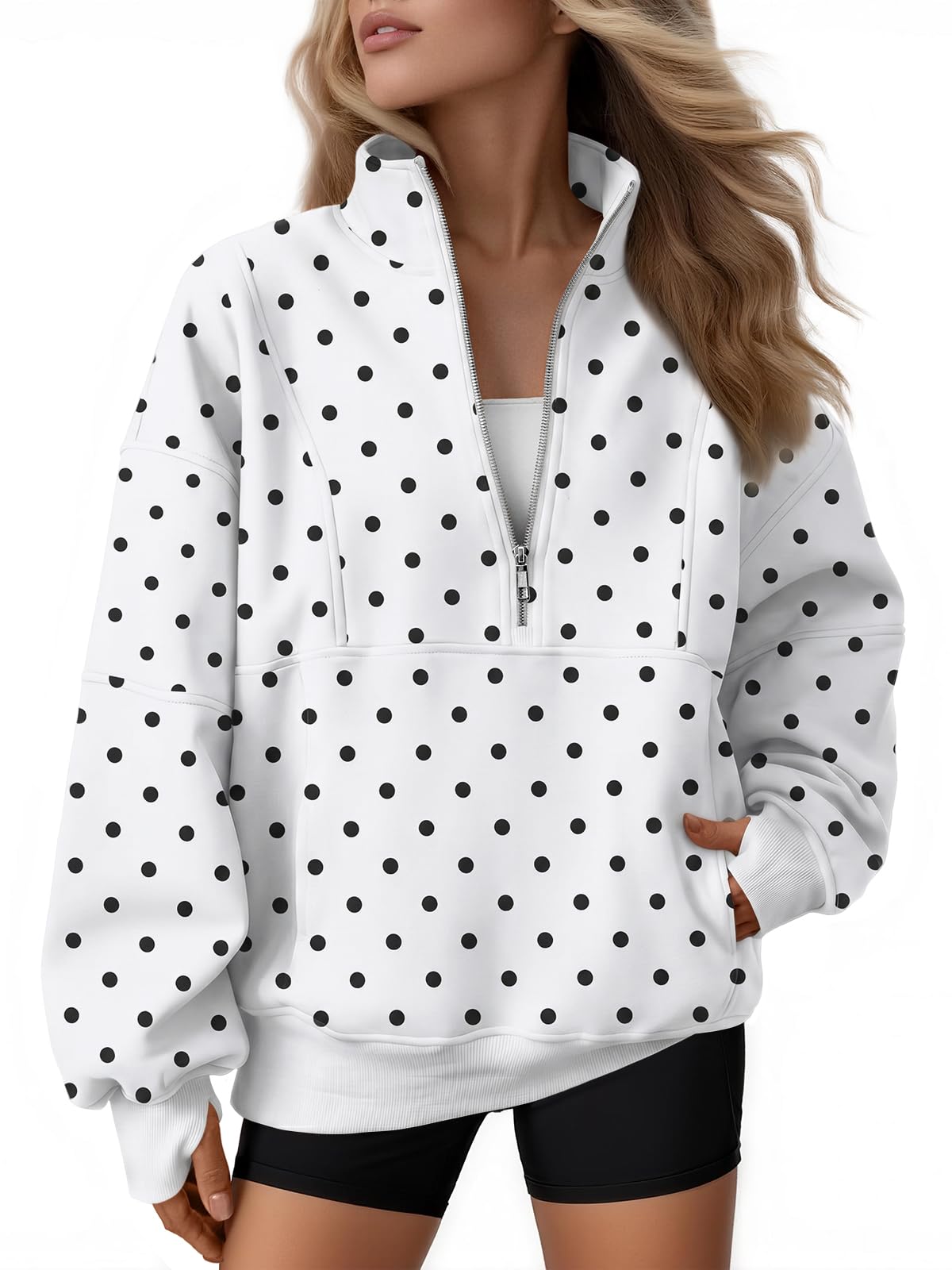 Women's Oversized Fleece Quarter-Zip Performance Pullover