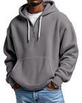 Men's Waffle-Knit Quarter-Zip Performance Hoodie with Pockets