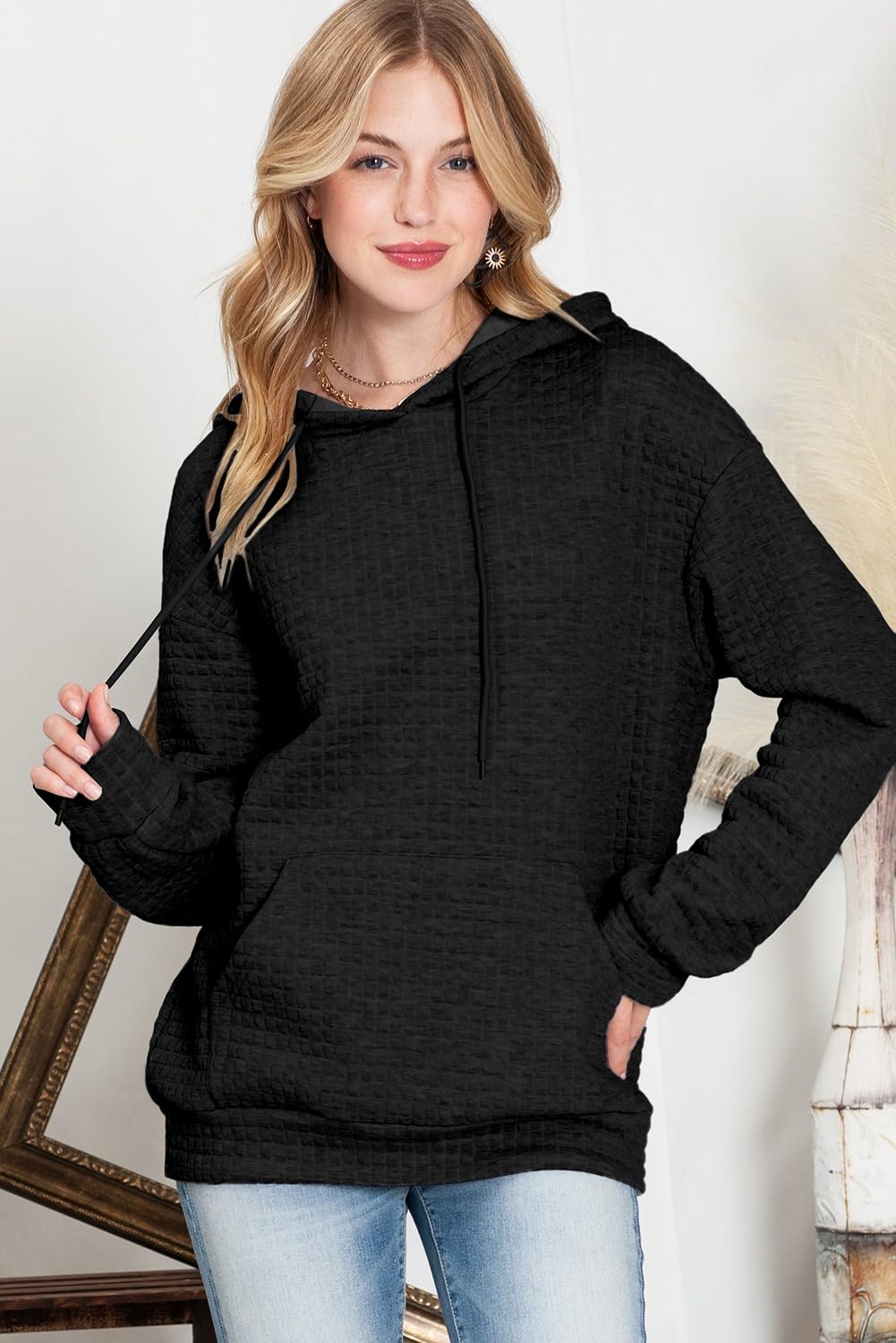 Women's Waffle-Knit Performance Pullover Hoodie