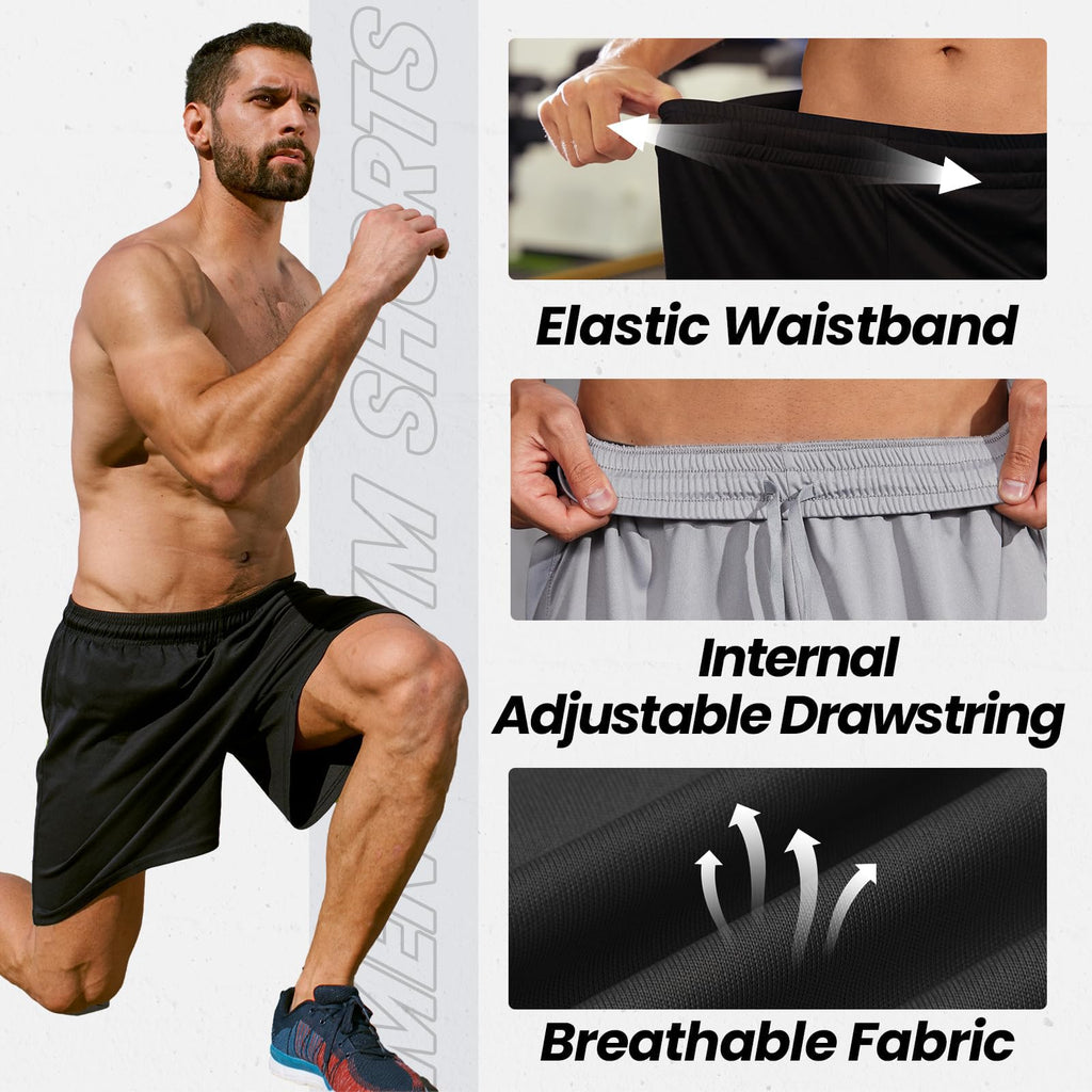 BALENNZ Mens Athletic Shorts with Pockets Quick Dry Workout Shorts Men