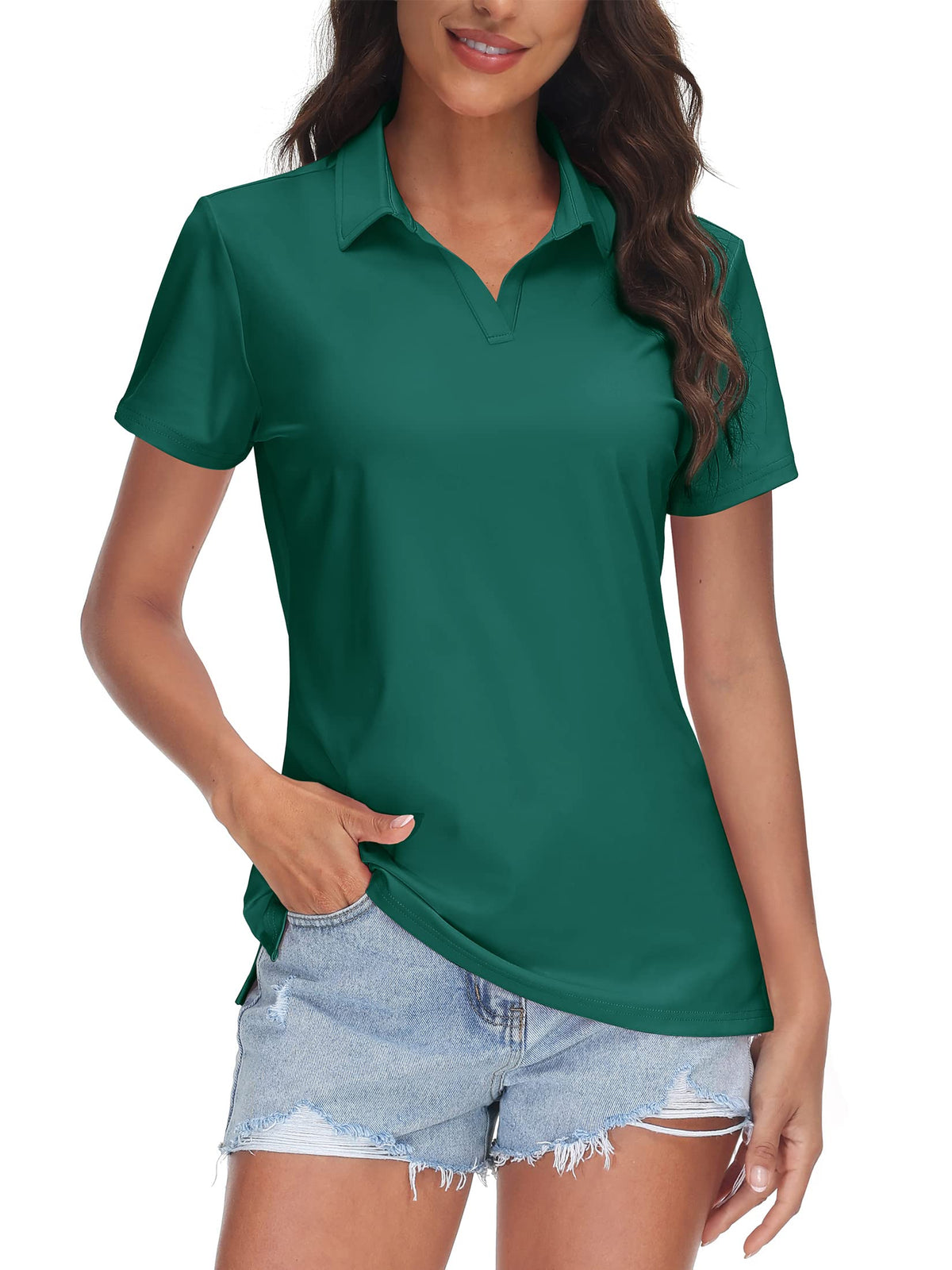 Women's UPF 50+ Quick-Dry Performance V-Neck Polo Shirt