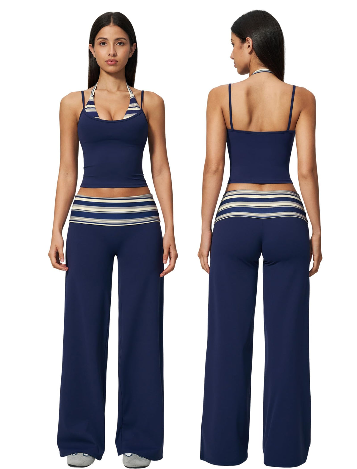 Women's Halter Top and Wide-Leg Yoga Pants 2-Piece Set