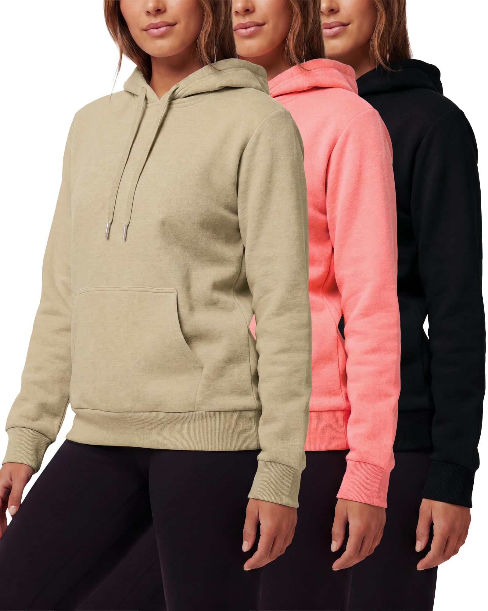 Women's Fleece Athletic Pullover Hoodies 3-Pack