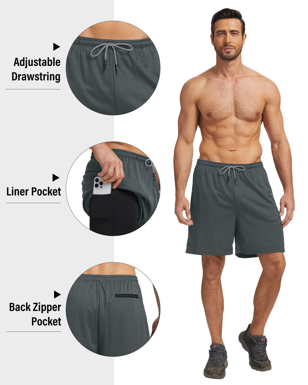 Men's 2-in-1 Running Shorts with Compression Liner 5-Pack
