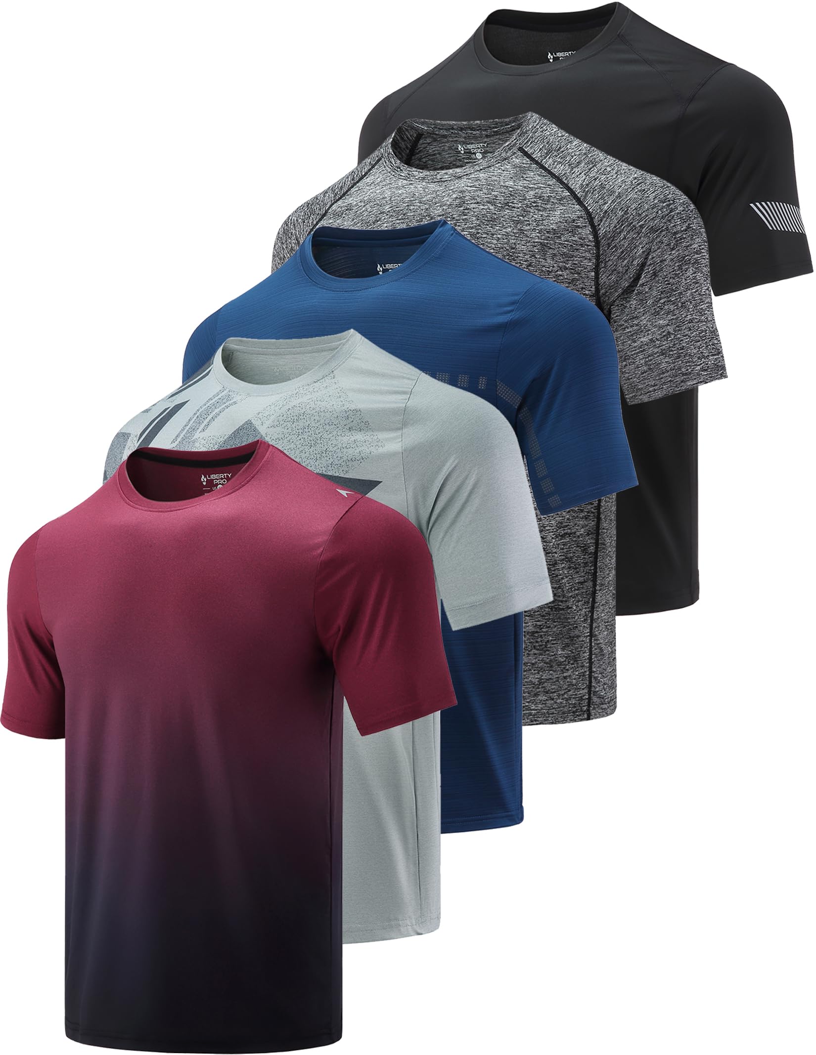 Men's Quick-Dry Crewneck Performance T-Shirts 5-Pack