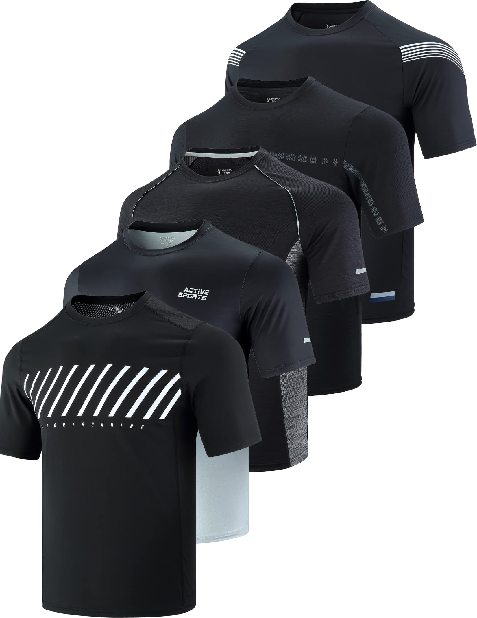 Men's Quick-Dry Crewneck Performance T-Shirts 5-Pack