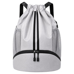 Drawstring Gym Backpack with Separate Shoe Compartment