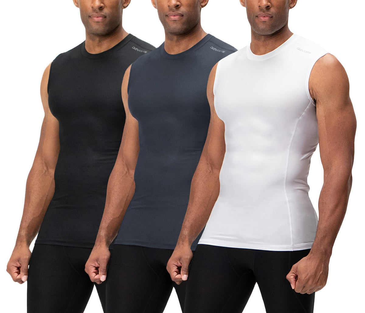 Men's Sleeveless Compression Performance Base Layer 3-Pack