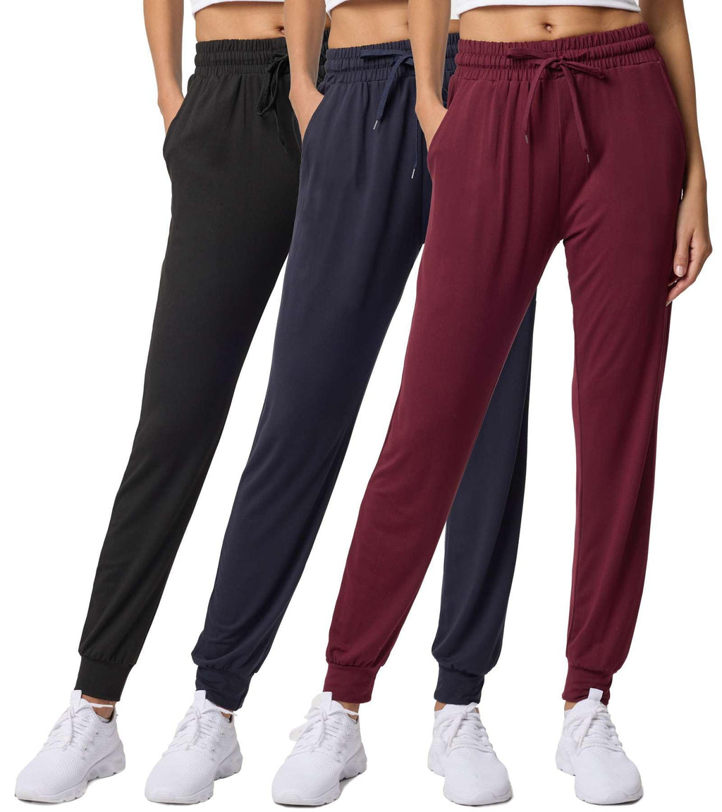 Women's Lightweight Yoga and Workout Jogger Pants 3-Pack