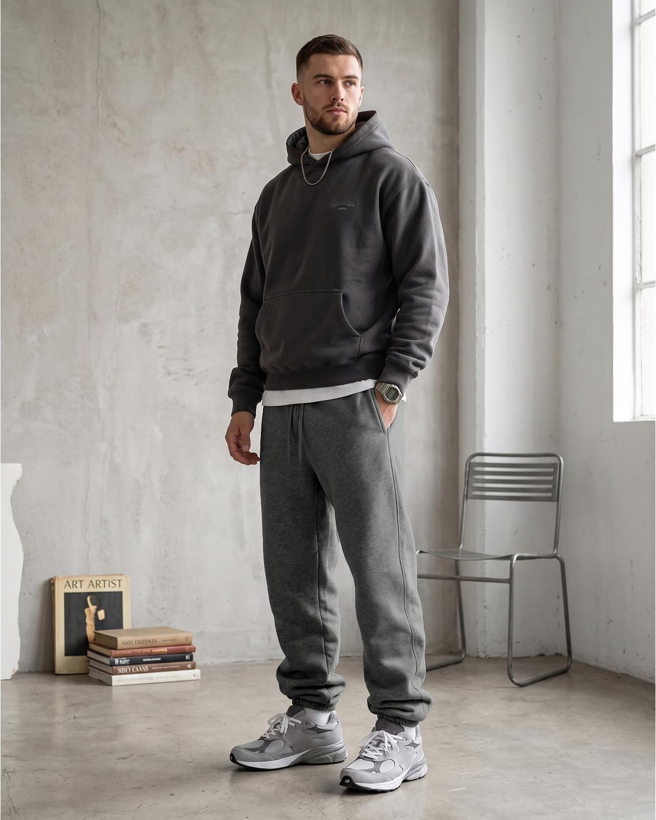 Men's Cotton Tapered Athletic Jogger Pants with Pockets