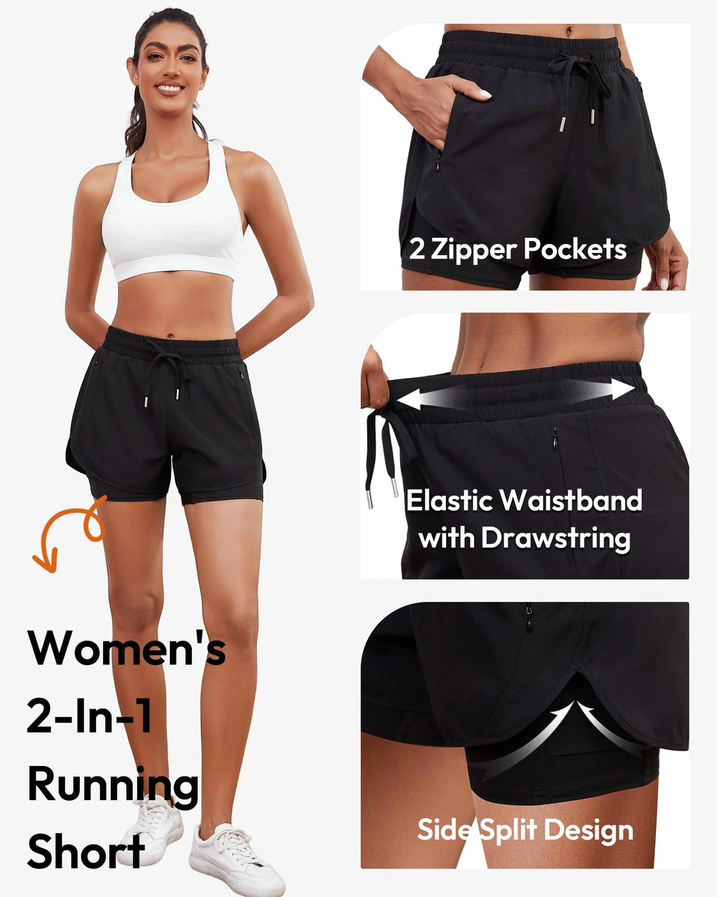 Women's High-Waisted 2-in-1 Running and Training Shorts