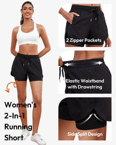 Women's High-Waisted 2-in-1 Running and Training Shorts