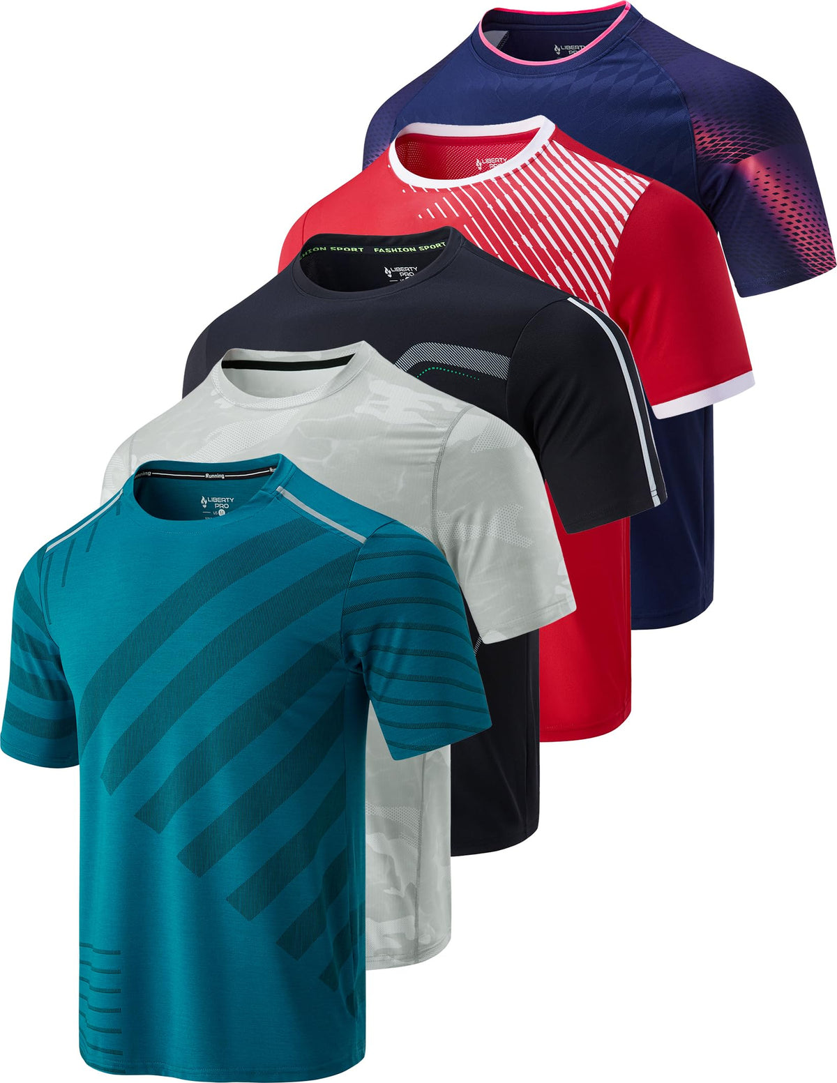 Men's Quick-Dry Crewneck Performance T-Shirts 5-Pack
