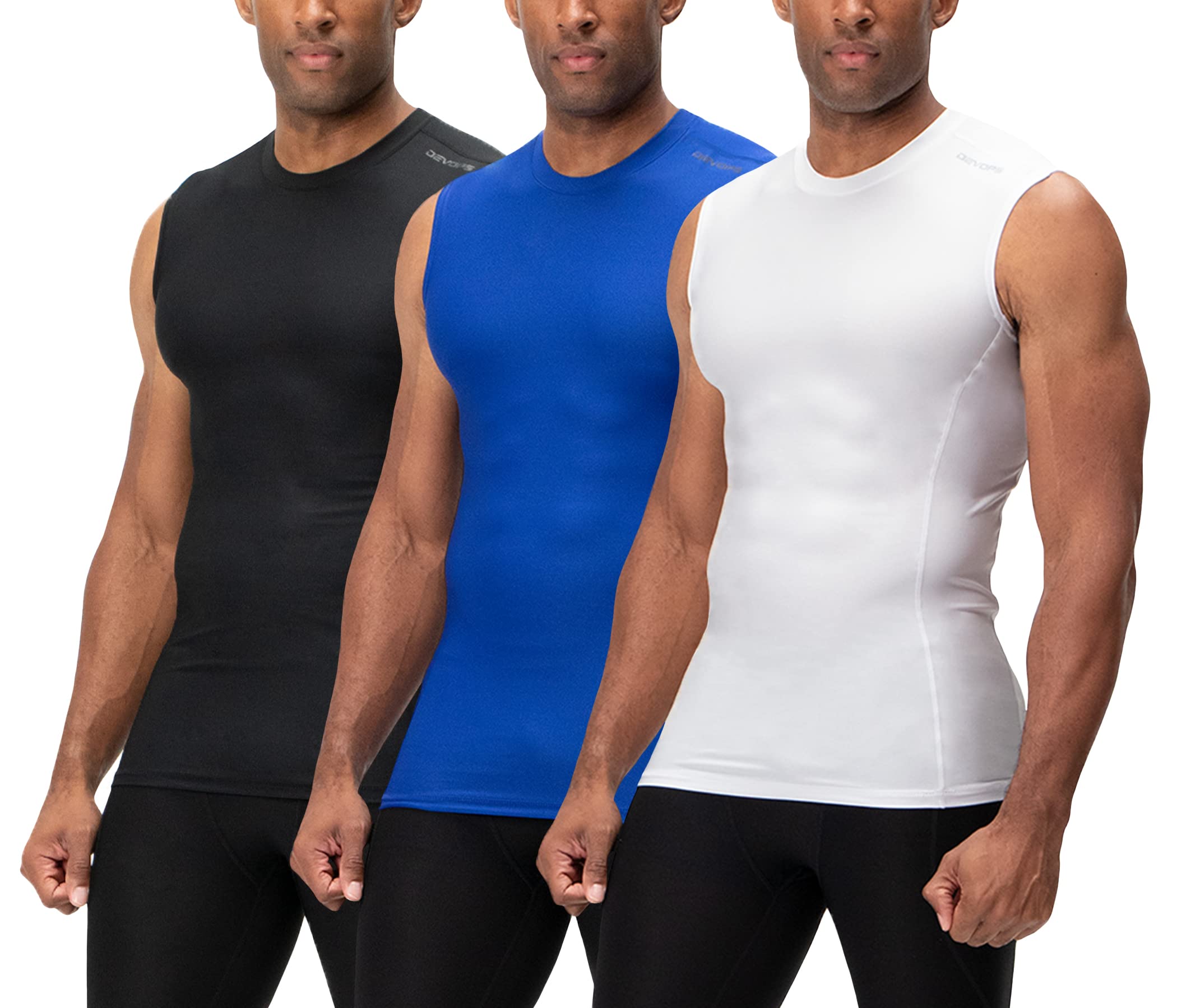 Men's Sleeveless Compression Performance Base Layer 3-Pack