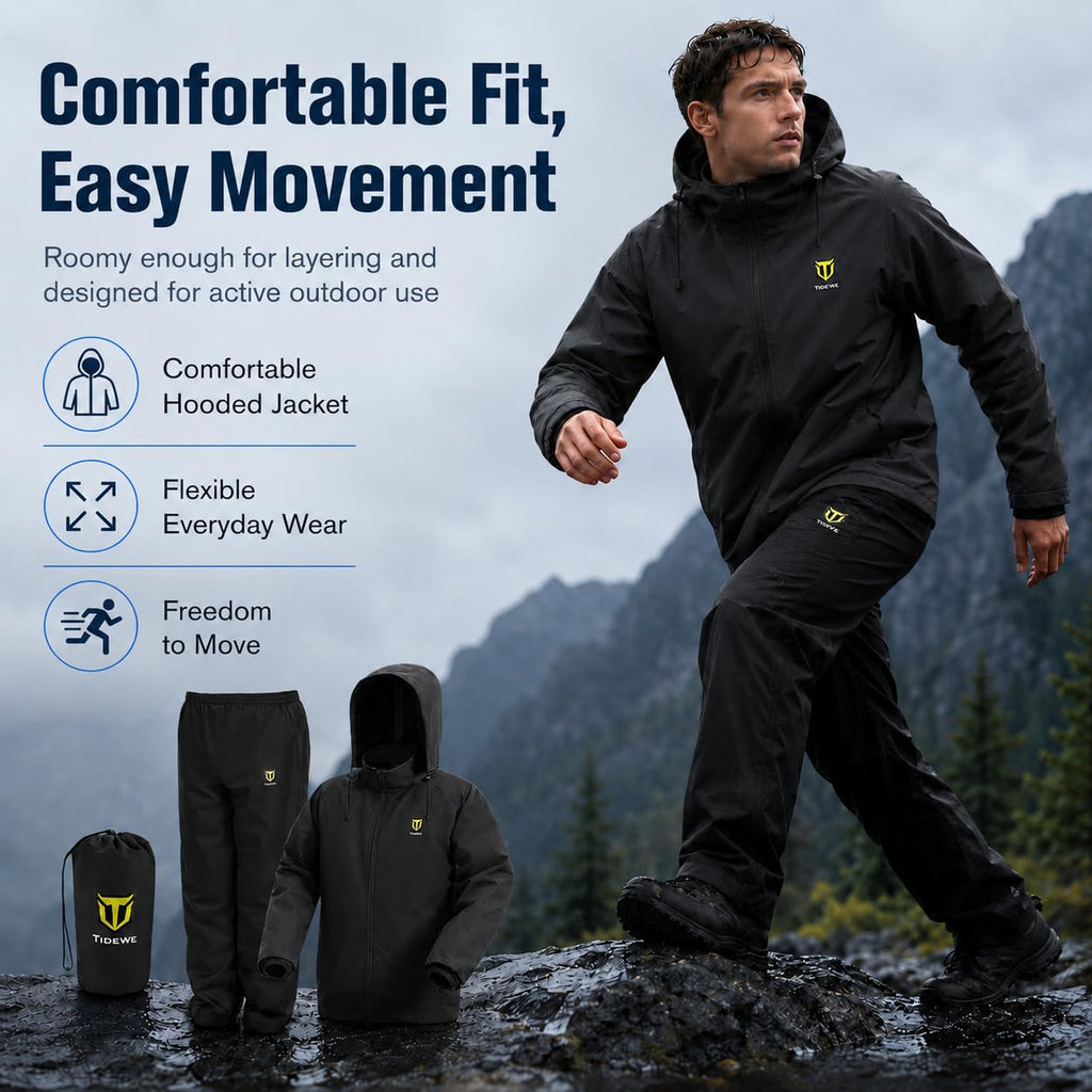 Men's Lightweight Waterproof 2-Piece Performance Rain Suit