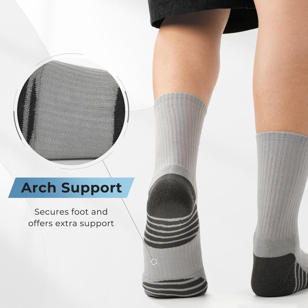 Men's Cushioned Moisture-Wicking Athletic Crew Socks 6-Pack