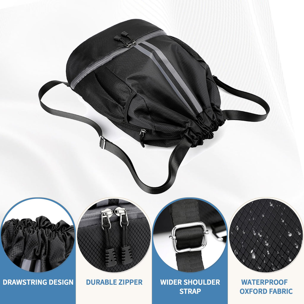 Drawstring Gym Backpack with Separate Shoe Compartment