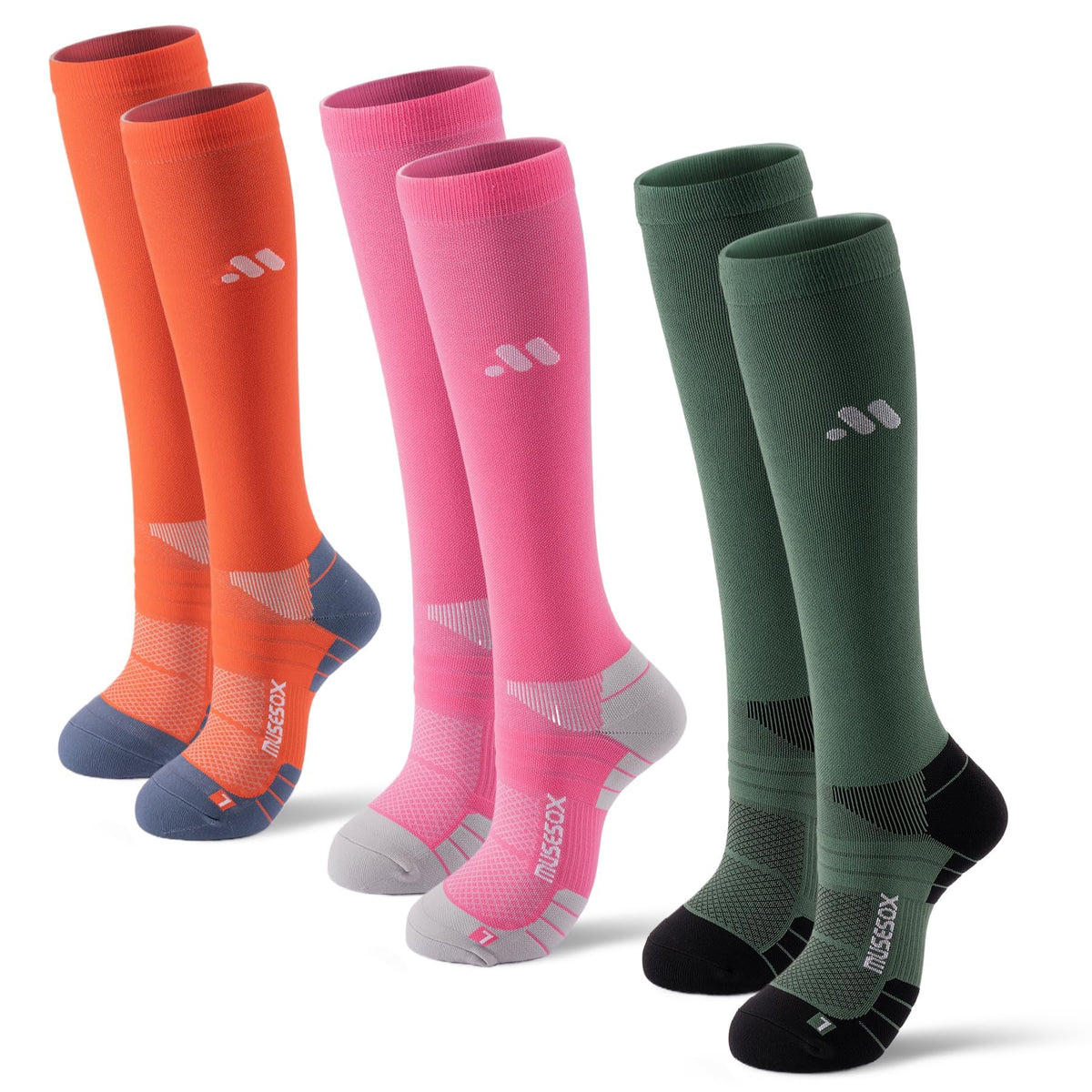 Unisex 15-20 mmHg Compression Support Socks 3-Pack