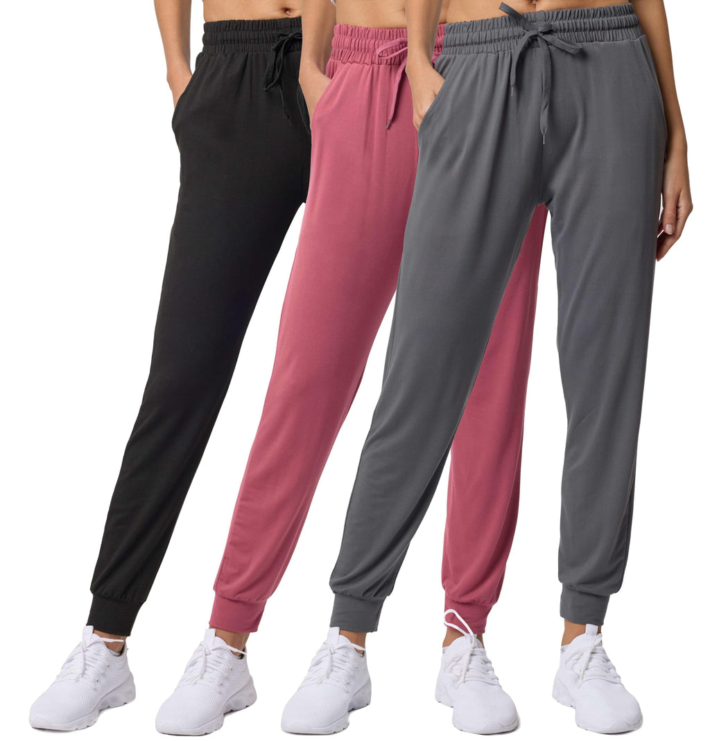 Women's Lightweight Yoga and Workout Jogger Pants 3-Pack