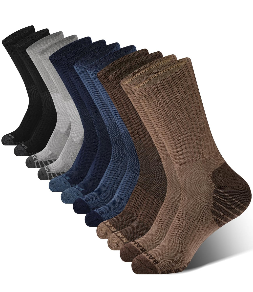 Men's Cushioned Moisture-Wicking Athletic Crew Socks 6-Pack