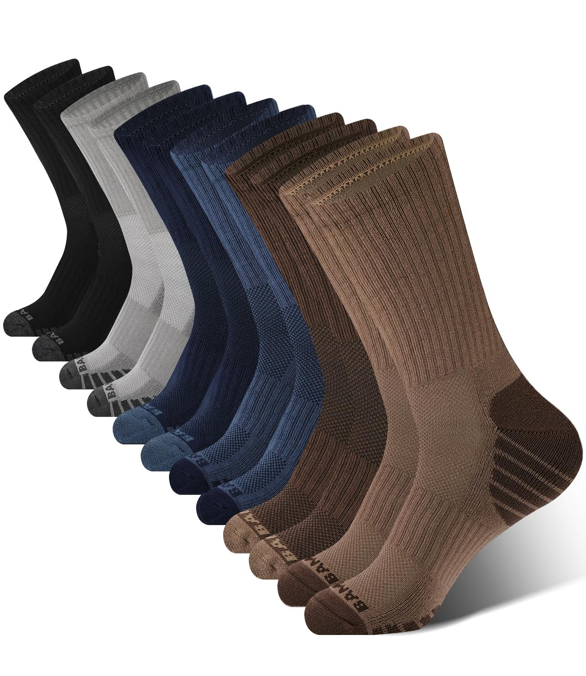 Men's Cushioned Moisture-Wicking Athletic Crew Socks 6-Pack