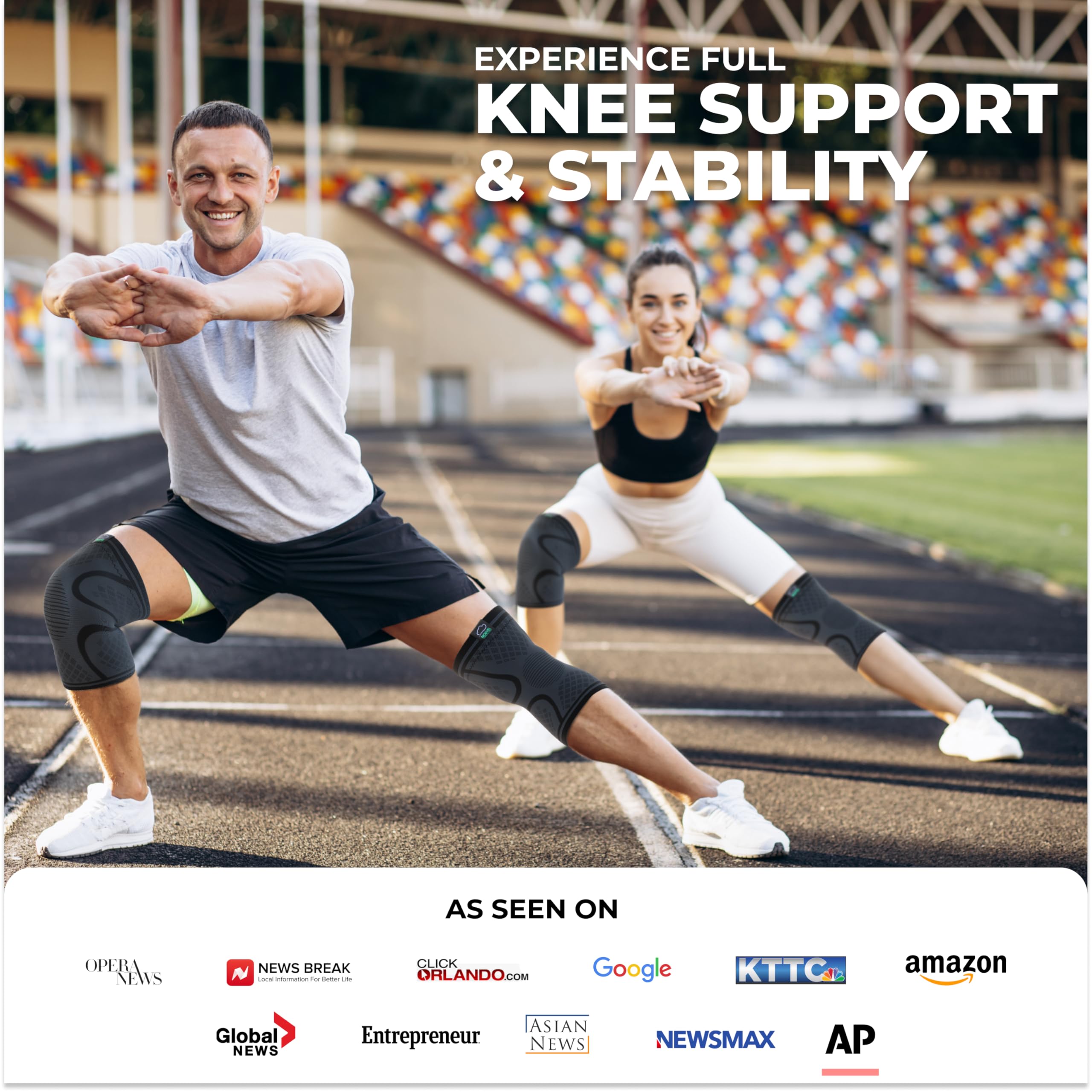 Unisex Compression Knee Support Sleeves for Sports 2-Pack