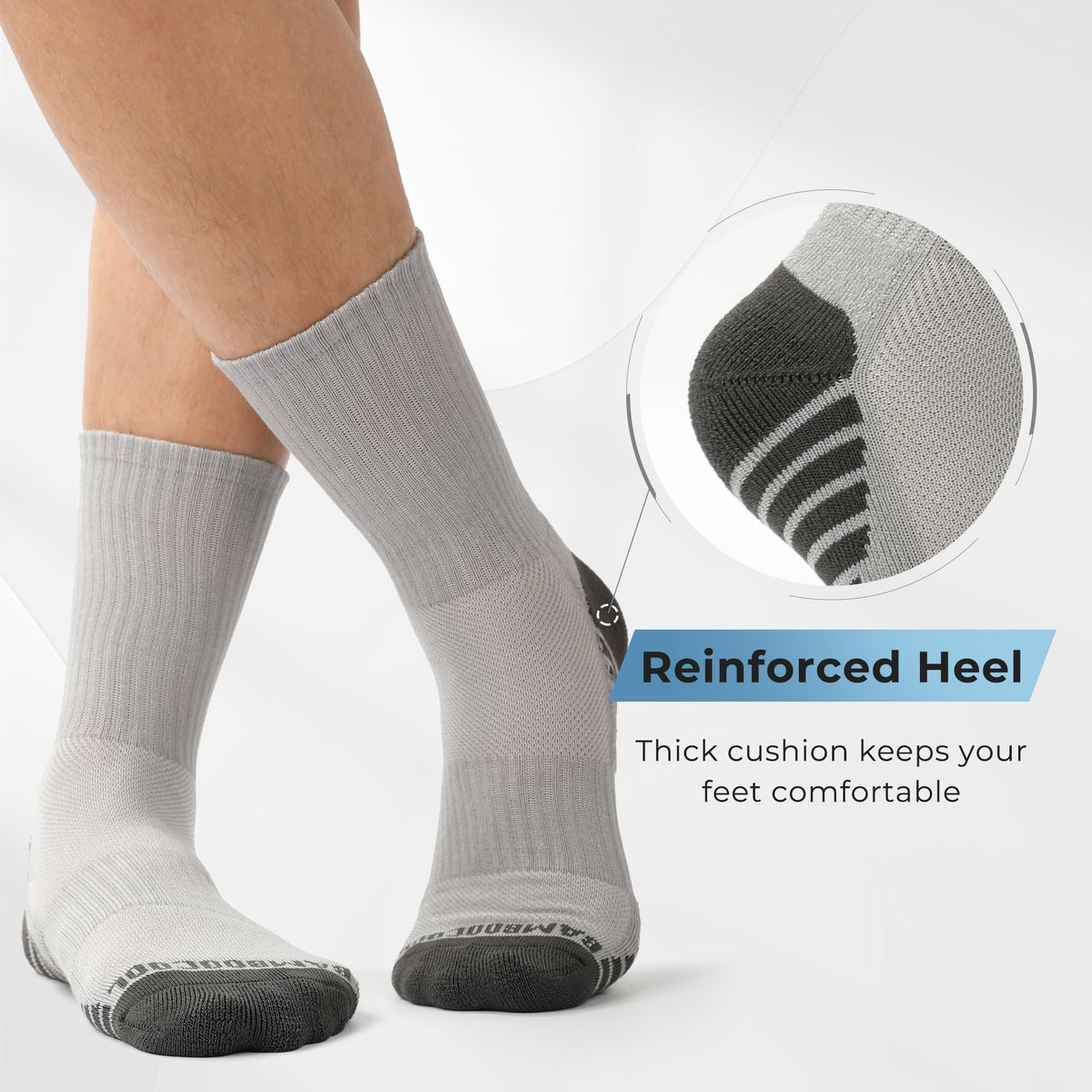 Men's Cushioned Moisture-Wicking Athletic Crew Socks 6-Pack