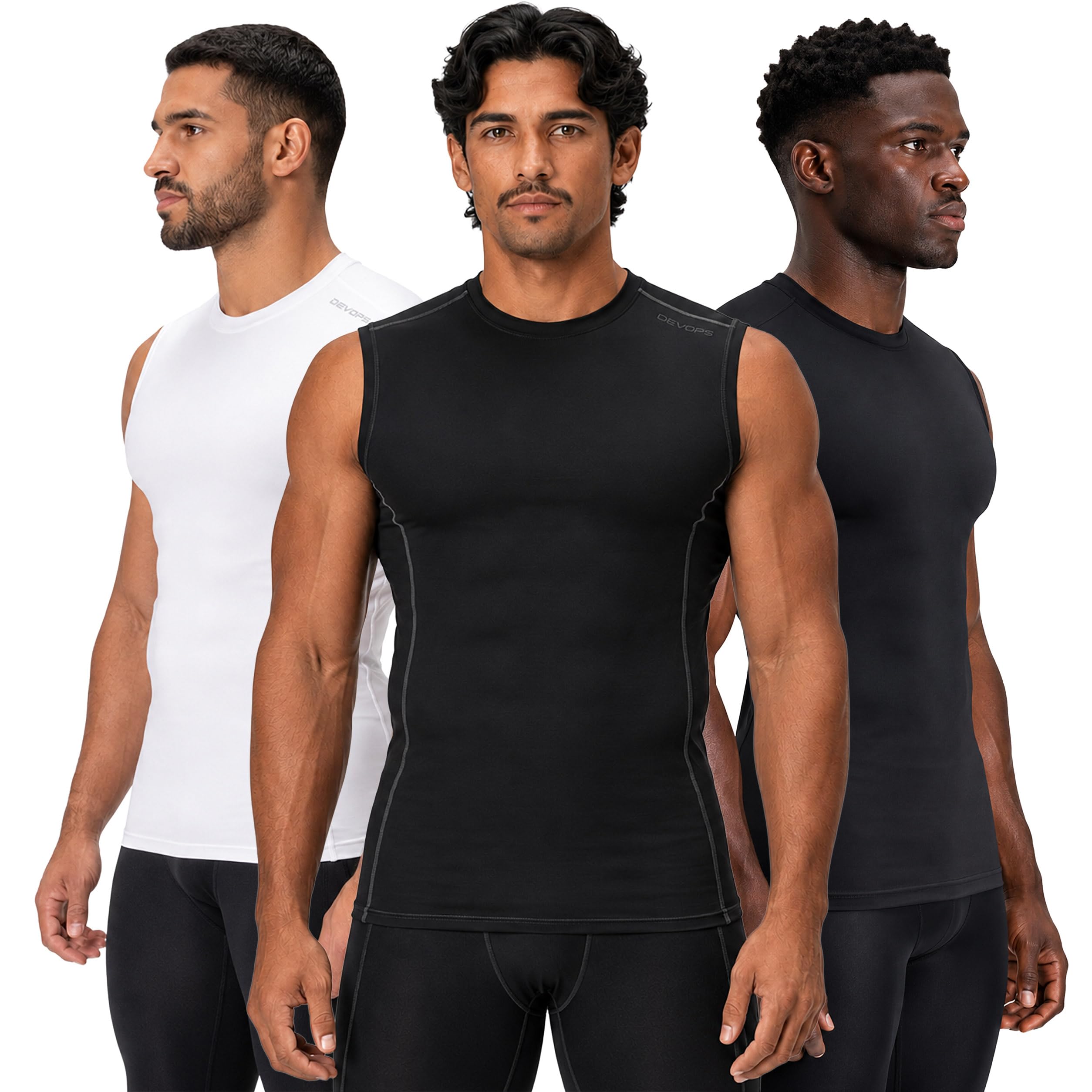 Men's Sleeveless Compression Performance Base Layer 3-Pack