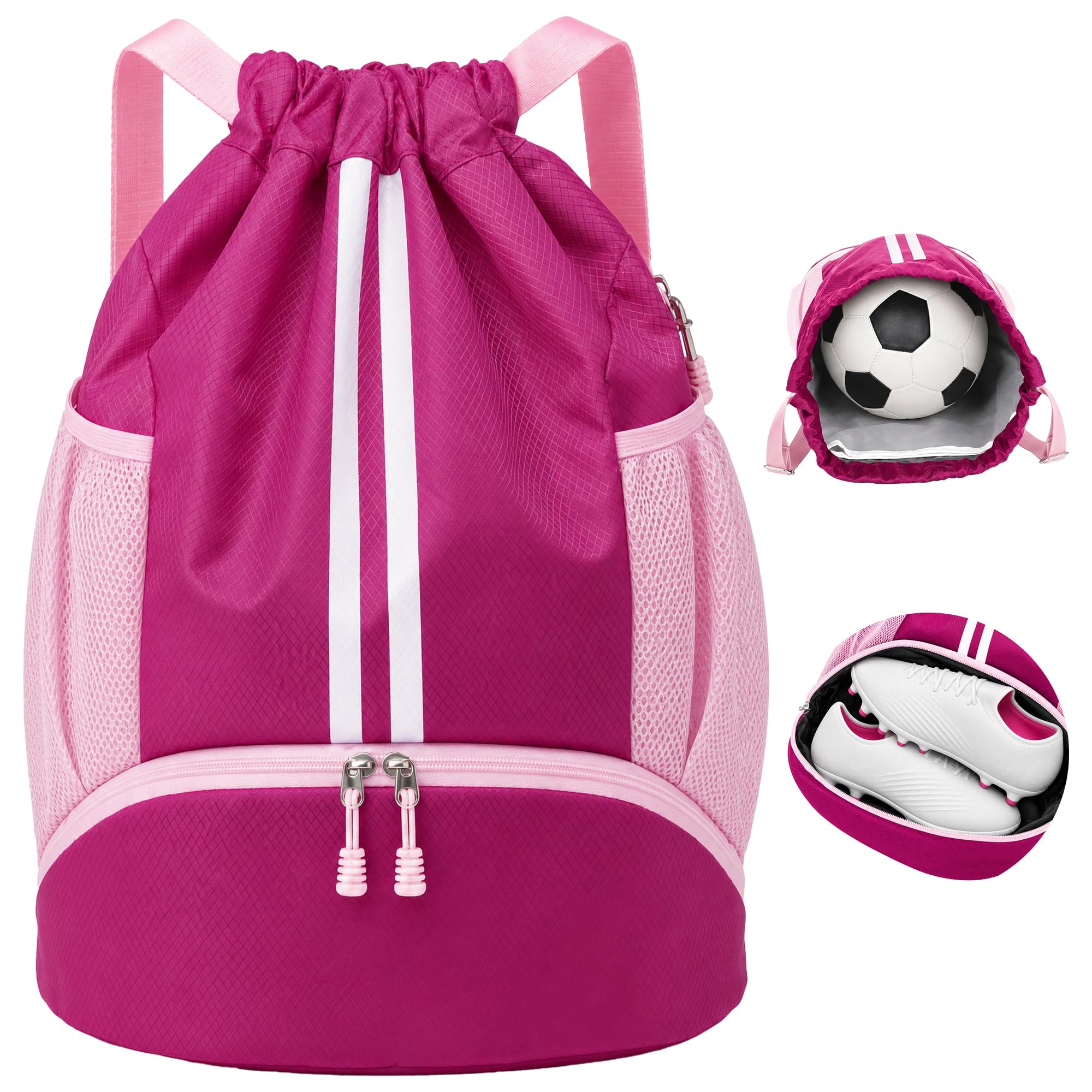 Drawstring Gym Backpack with Separate Shoe Compartment