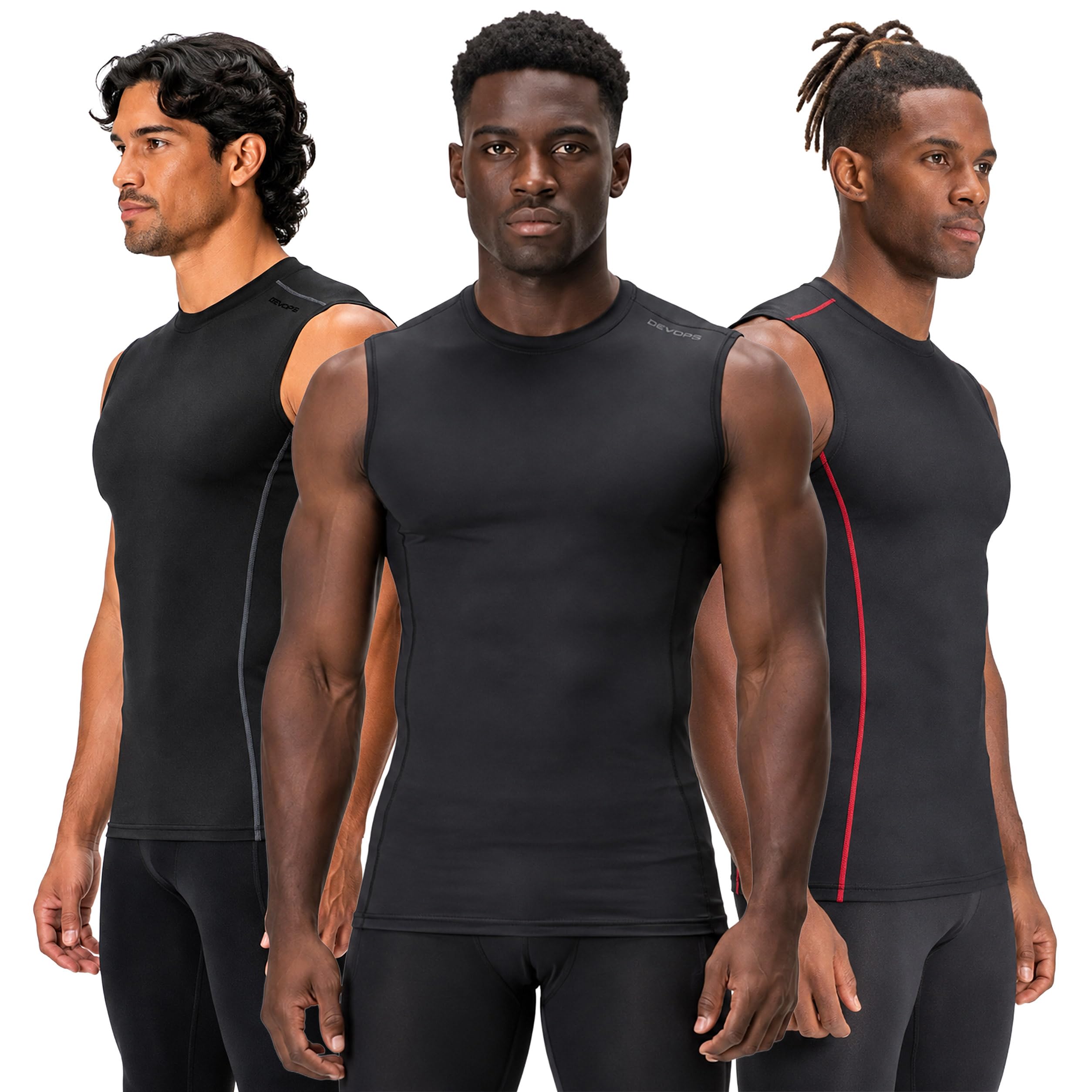 Men's Sleeveless Compression Performance Base Layer 3-Pack