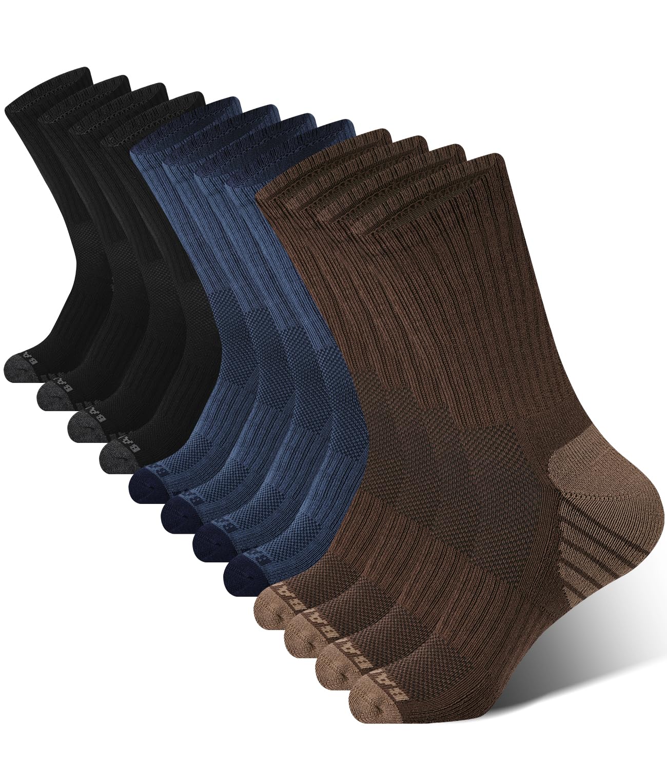 Men's Cushioned Moisture-Wicking Athletic Crew Socks 6-Pack