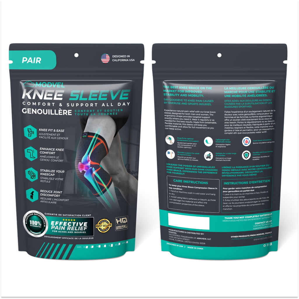 Unisex Compression Knee Support Sleeves for Sports 2-Pack
