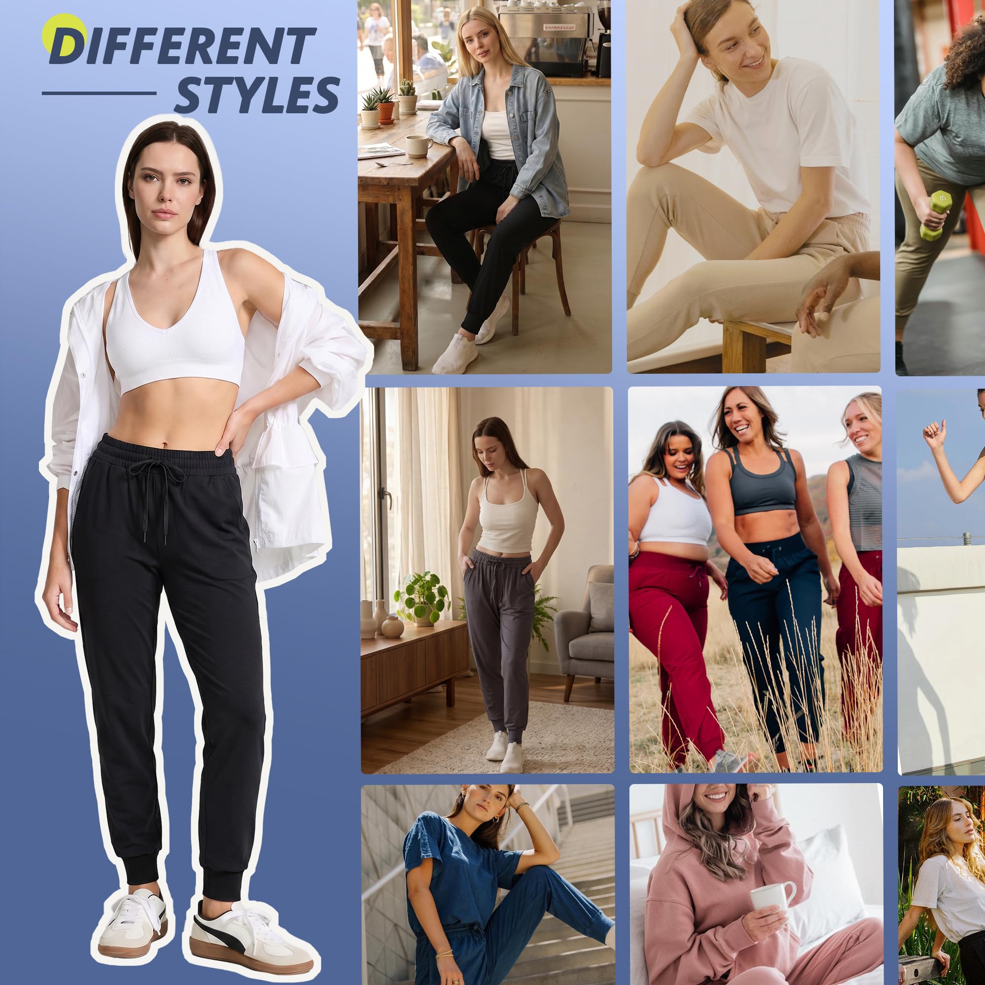 Women's Lightweight Workout Jogger Pants with Pockets 4-Pack