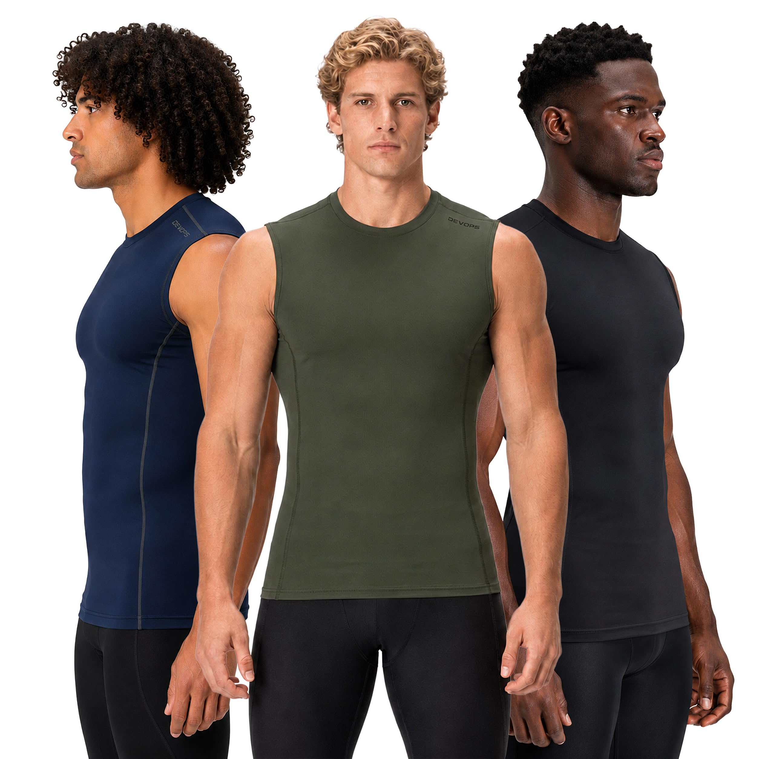 Men's Sleeveless Compression Performance Base Layer 3-Pack