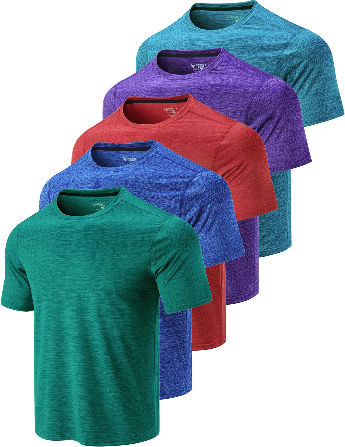 Men's Quick-Dry Crewneck Performance T-Shirts 5-Pack