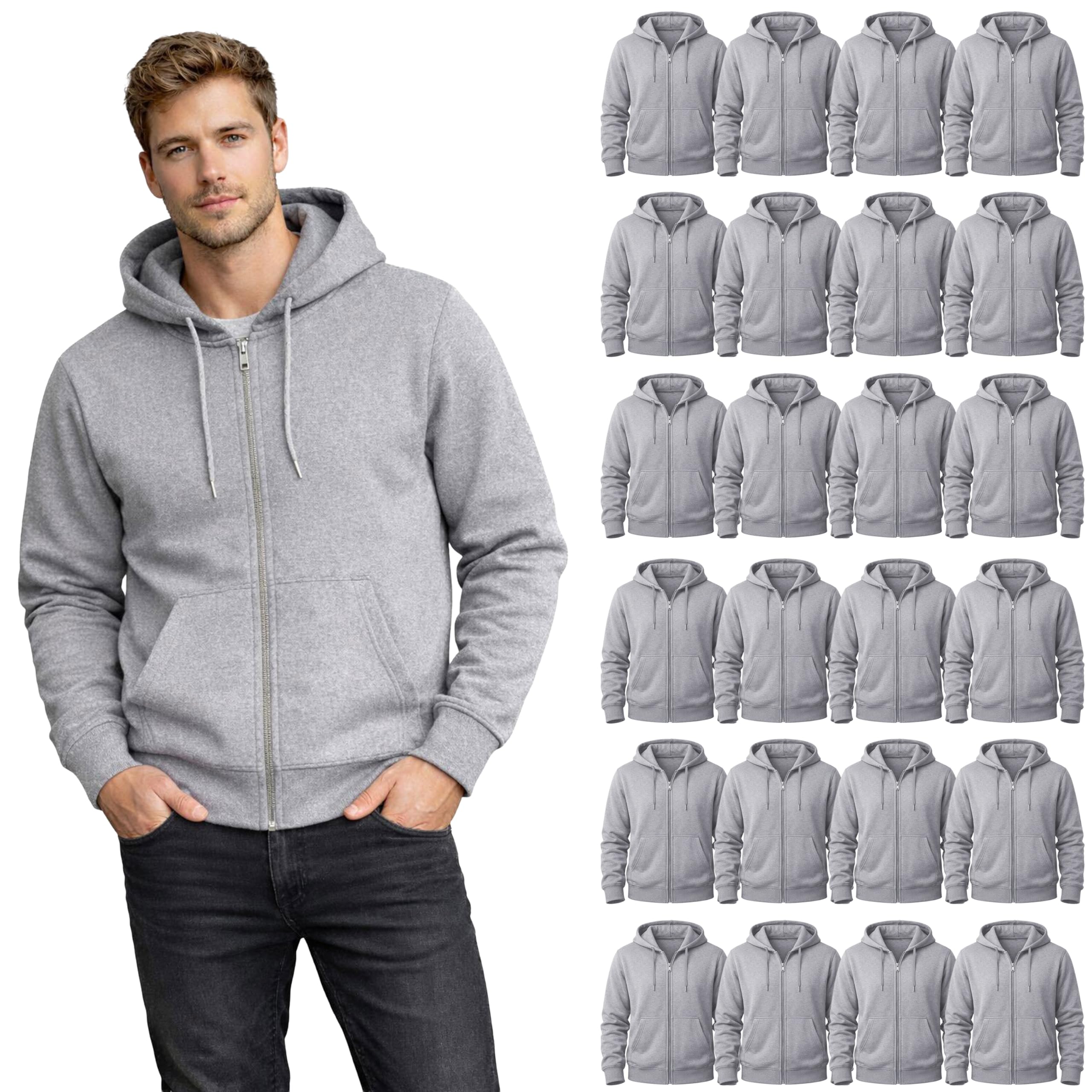 Unisex Cotton-Blend Fleece Performance Hoodies 24-Pack