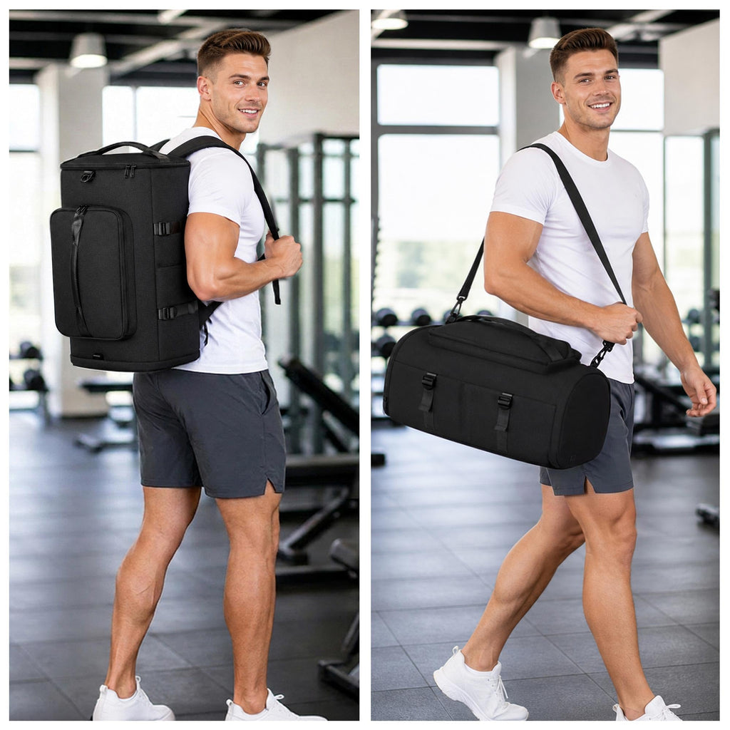 Unisex Gym Duffel Backpack with Shoe and Wet Compartments