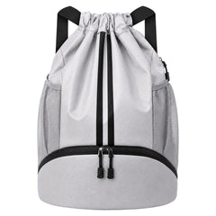 Drawstring Gym Backpack with Separate Shoe Compartment