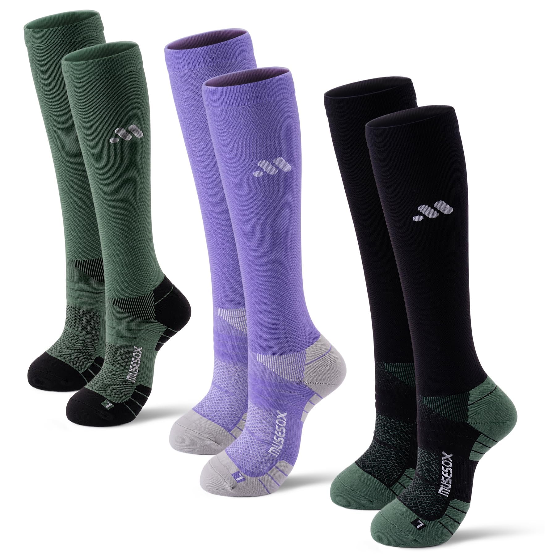 Unisex 15-20 mmHg Compression Support Socks 3-Pack
