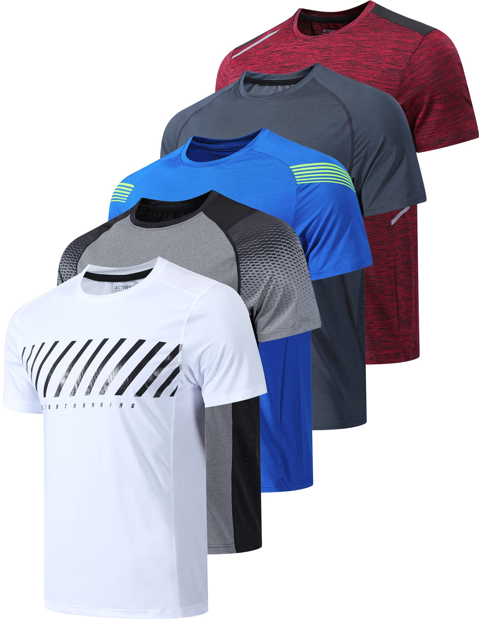 Men's Quick-Dry Crewneck Performance T-Shirts 5-Pack