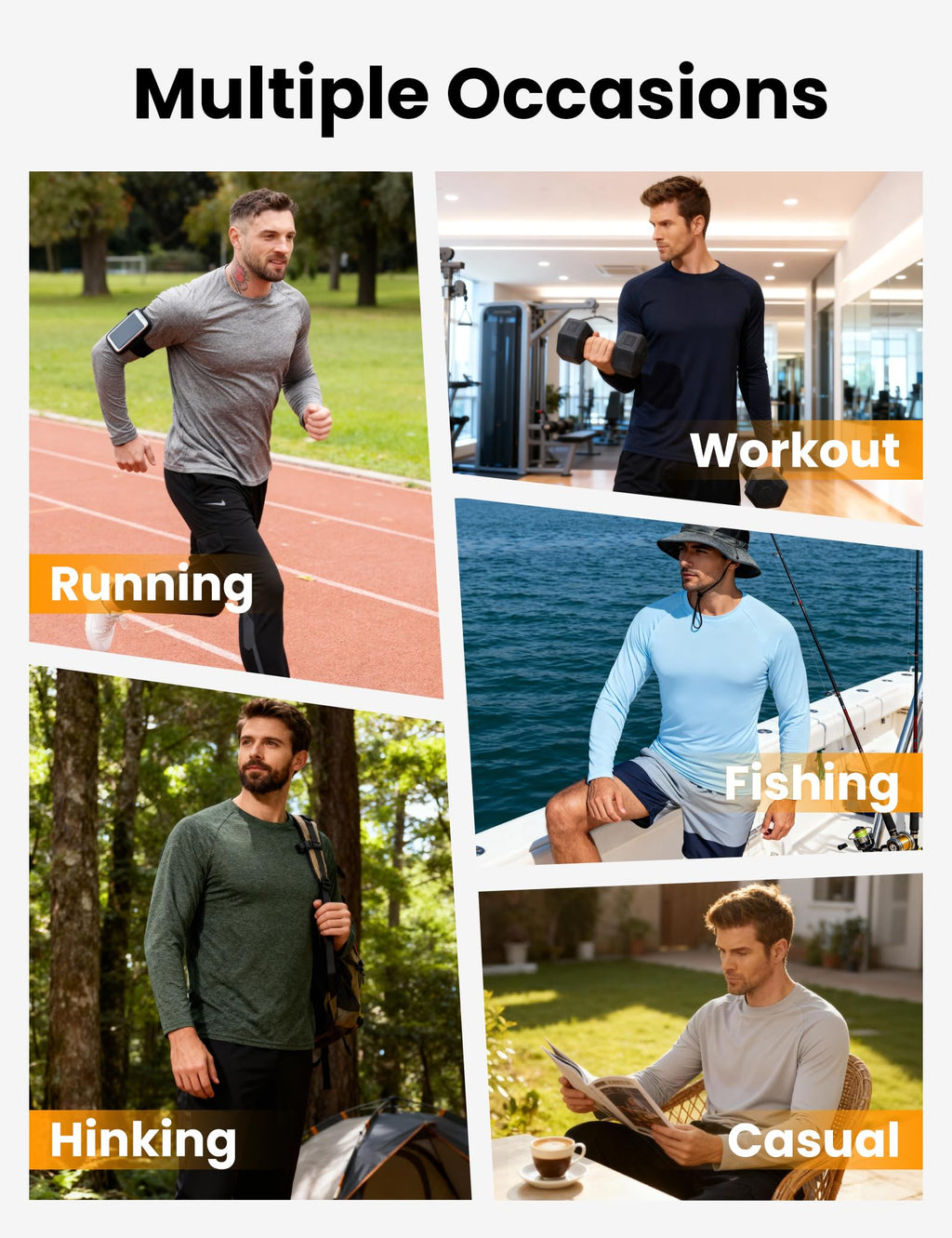 Men's Quick-Dry Moisture-Wicking Long-Sleeve Shirts 4-Pack